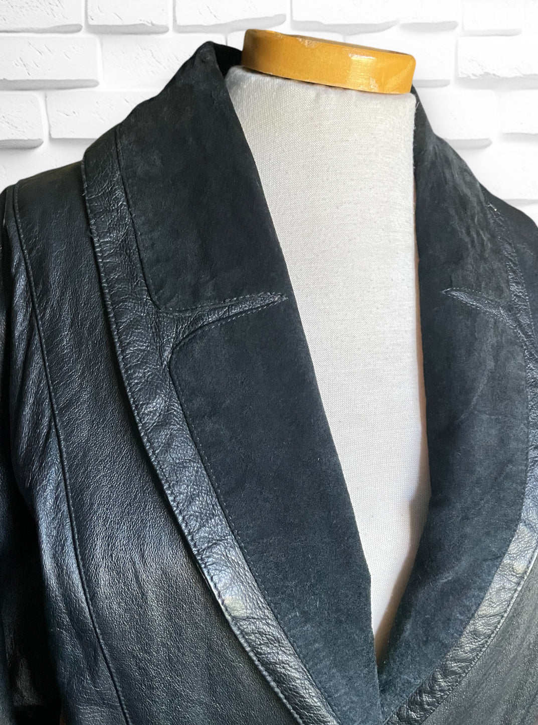 Vintage Black Suede & Leather Long Vampire Duster Trench Coat