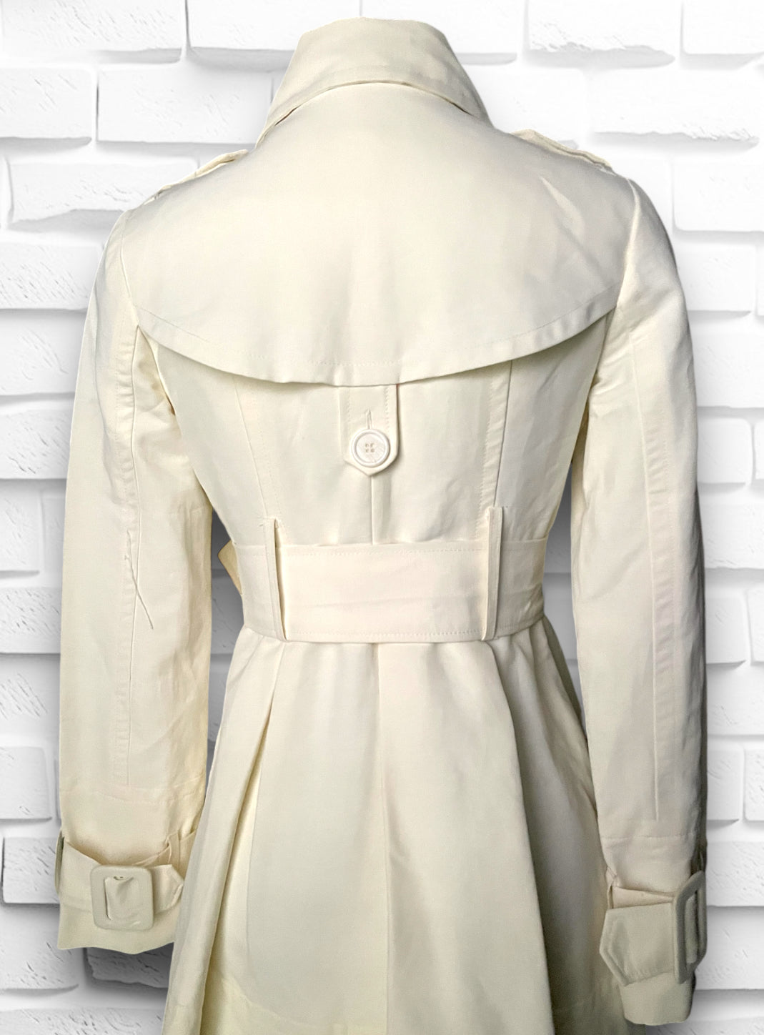 Vintage 1990’s XOXO Cream Dress Cut Belted Trench Coat