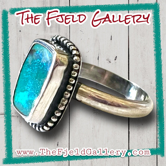 Handmade Green Fire Opal Sterling Silver Ring