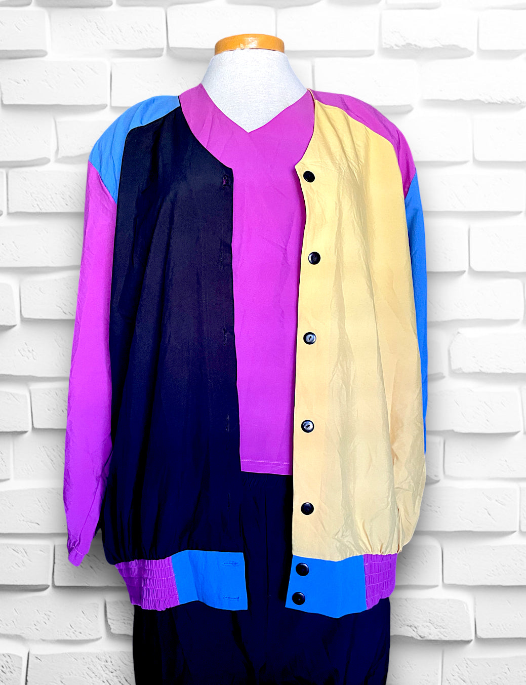 1980’s Color Block Magenta, Yellow, Blue & Black 3 Piece Outfit Set