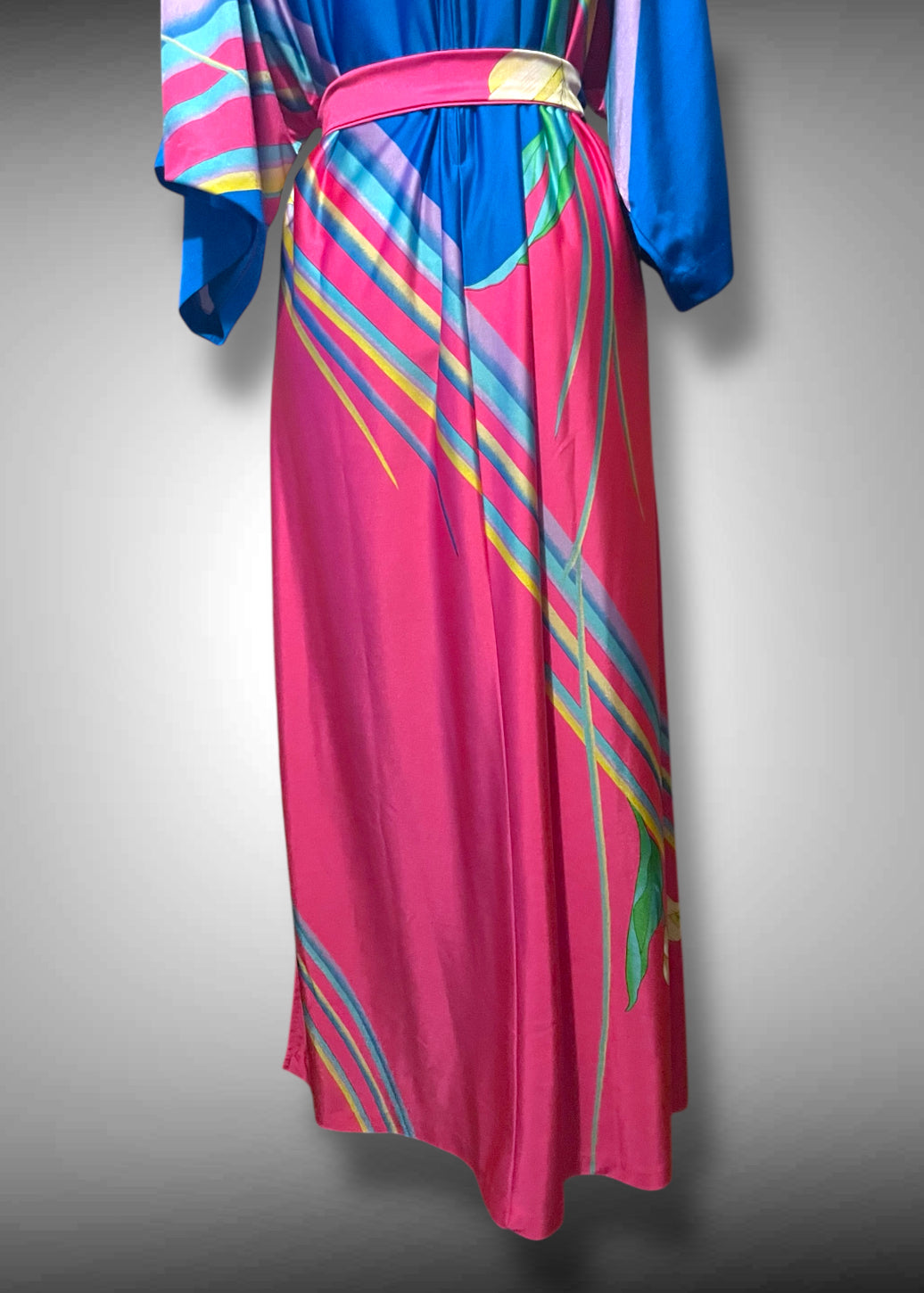 1960’s Belted Kaftan House Dress Tropical Retro Maxi Dress