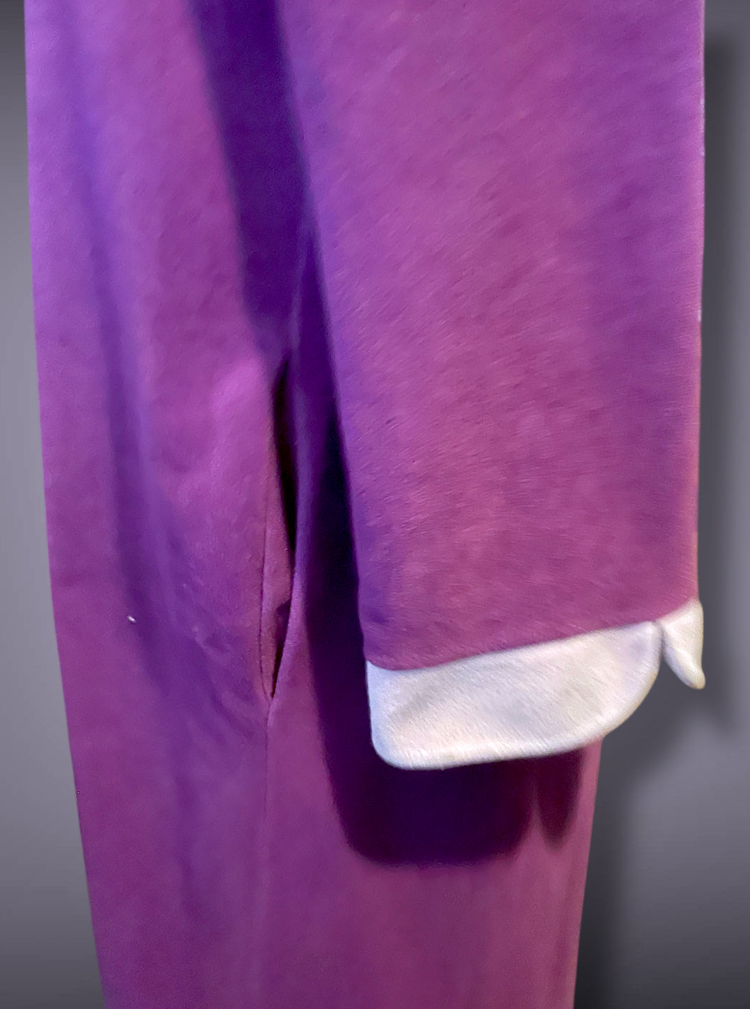 1970’s Vanity Fair Long Sleeve Purple & Pink Stripe Fuzzy House Coat Dress