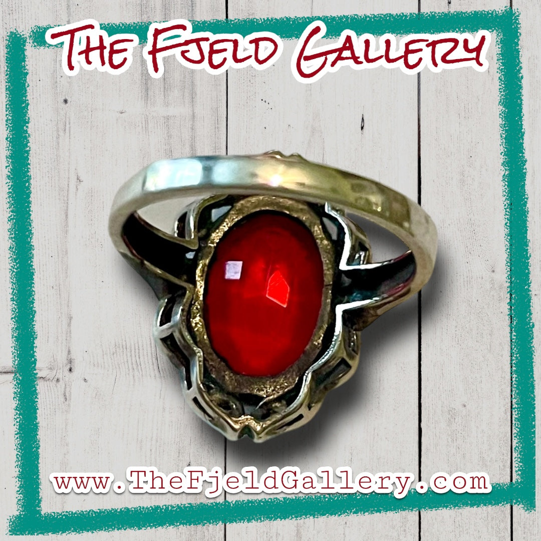 Ruby & Marcasite Sterling Silver Ring