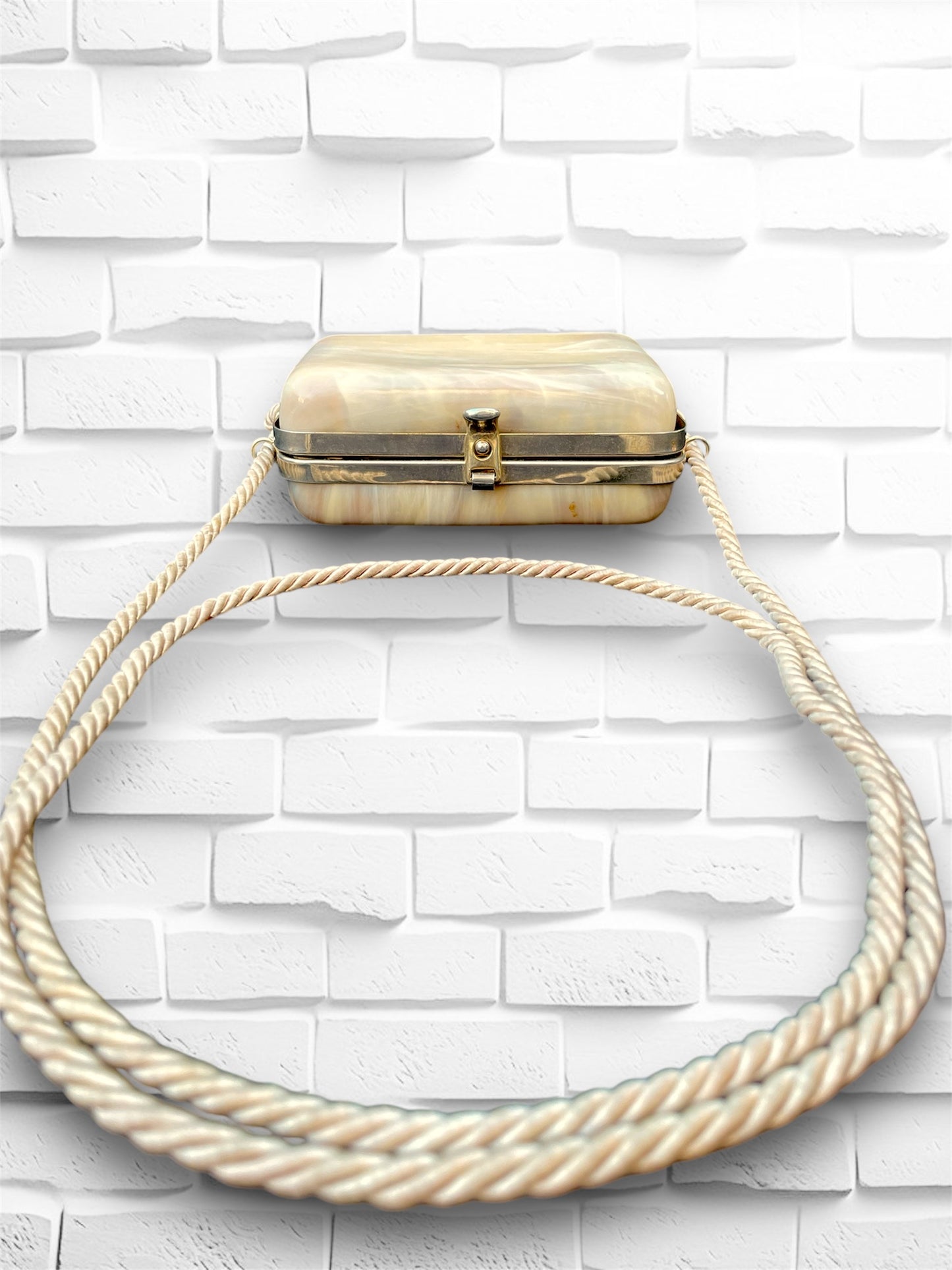 Vintage Marbled Lucite Italian Small Purse with Twisted Rope Handbag