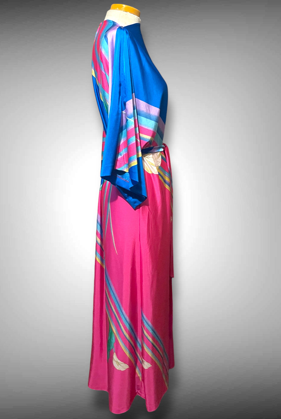 1960’s Belted Kaftan House Dress Tropical Retro Maxi Dress