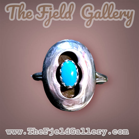Native American Sterling Silver & Turquoise Shadowbox Ring