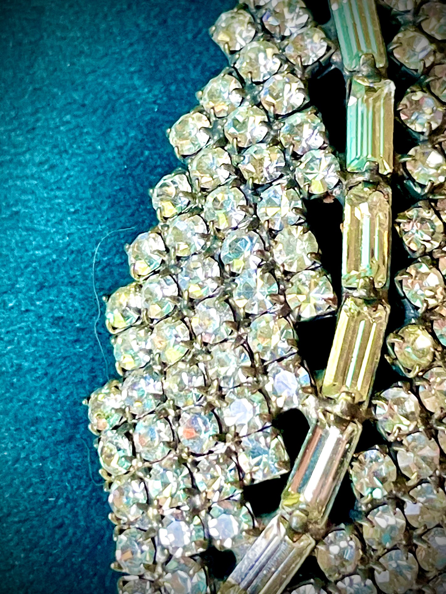 Juliana Vintage Crystal Rhinestone Silver Leaf Brooch
