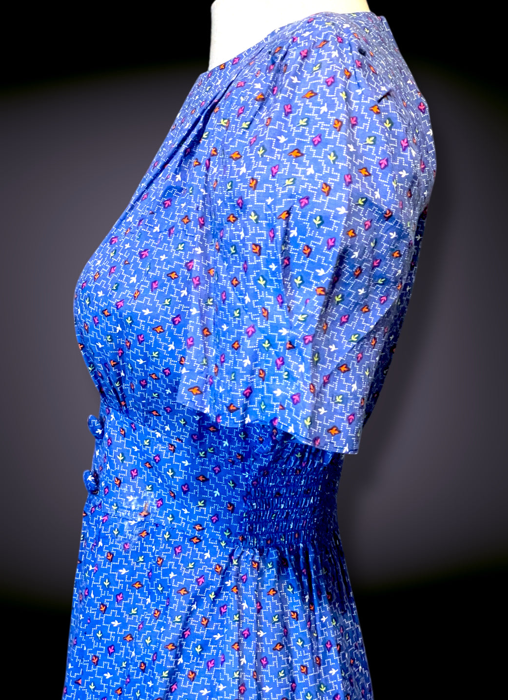 Vintage 1960’s Blue, Pink, Orange, Yellow & White Arrow Pattern Shift Dress