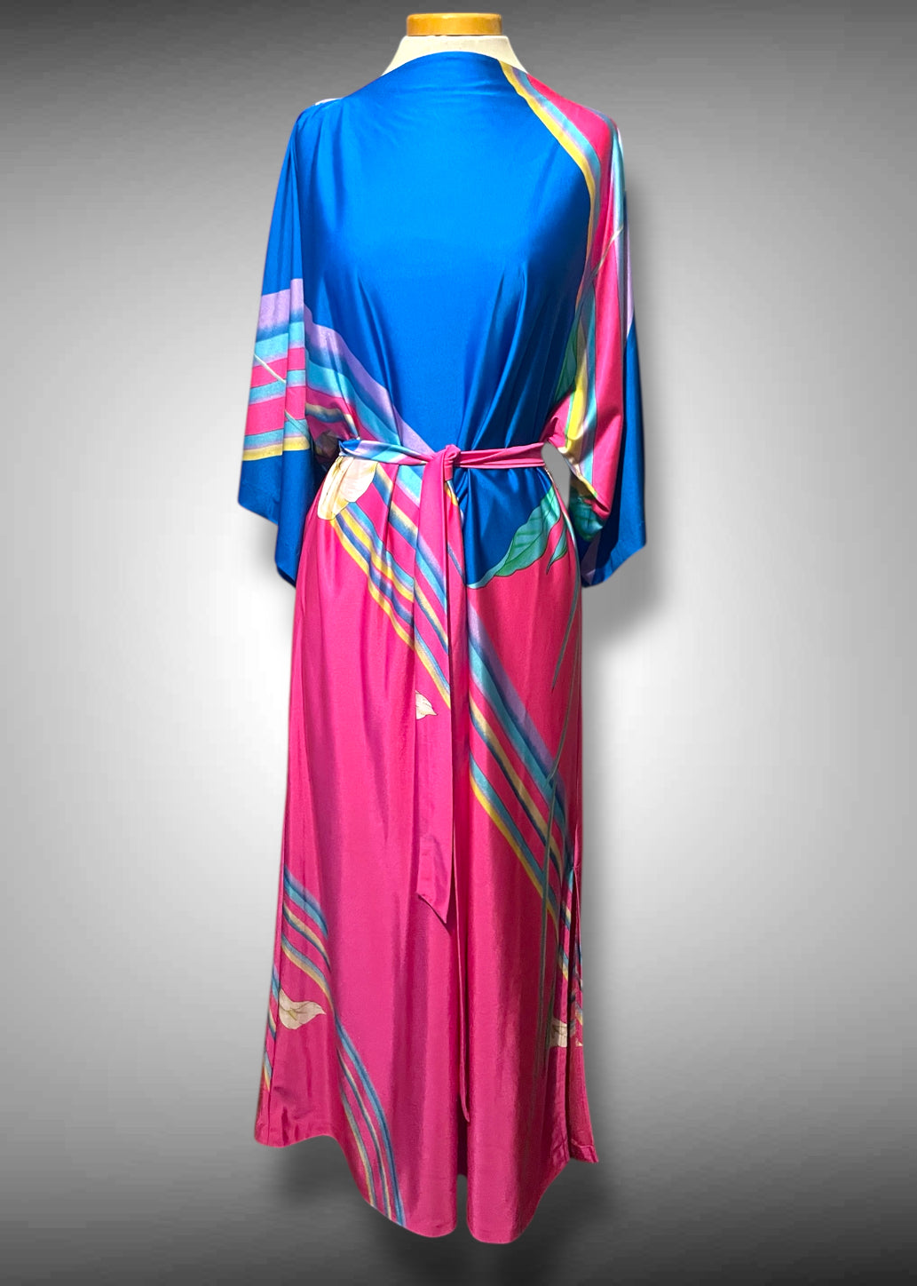 1960’s Belted Kaftan House Dress Tropical Retro Maxi Dress