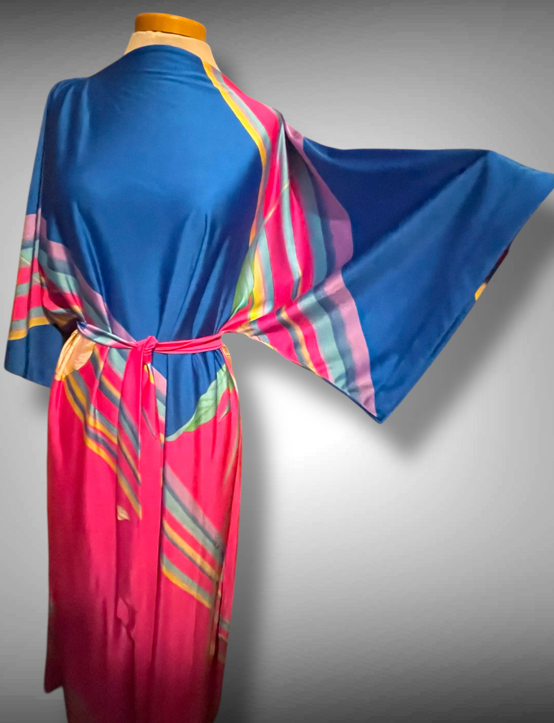 1960’s Belted Kaftan House Dress Tropical Retro Maxi Dress