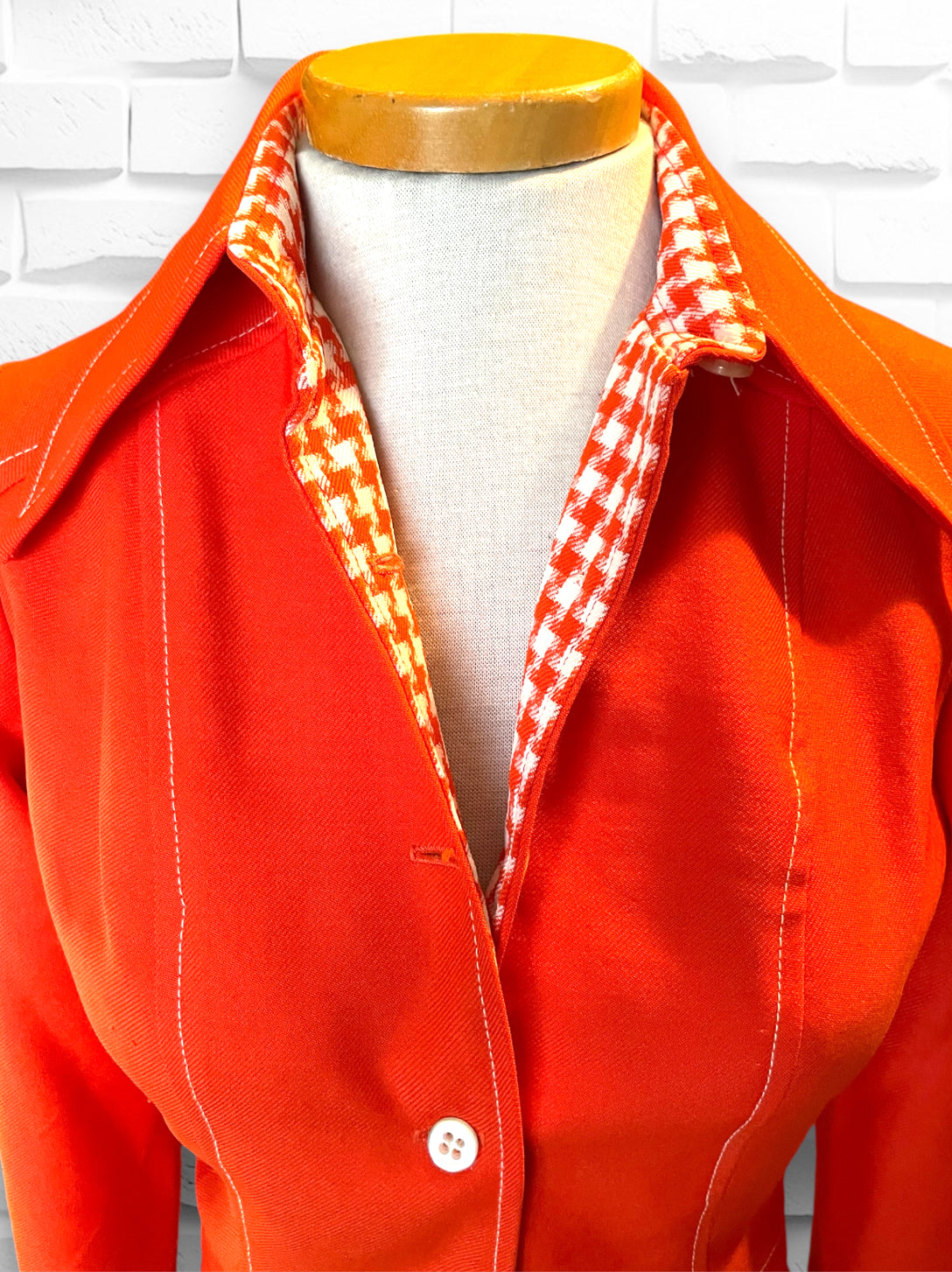 1960’s Judy Wayne Bright Orange & White Plaid Jacket