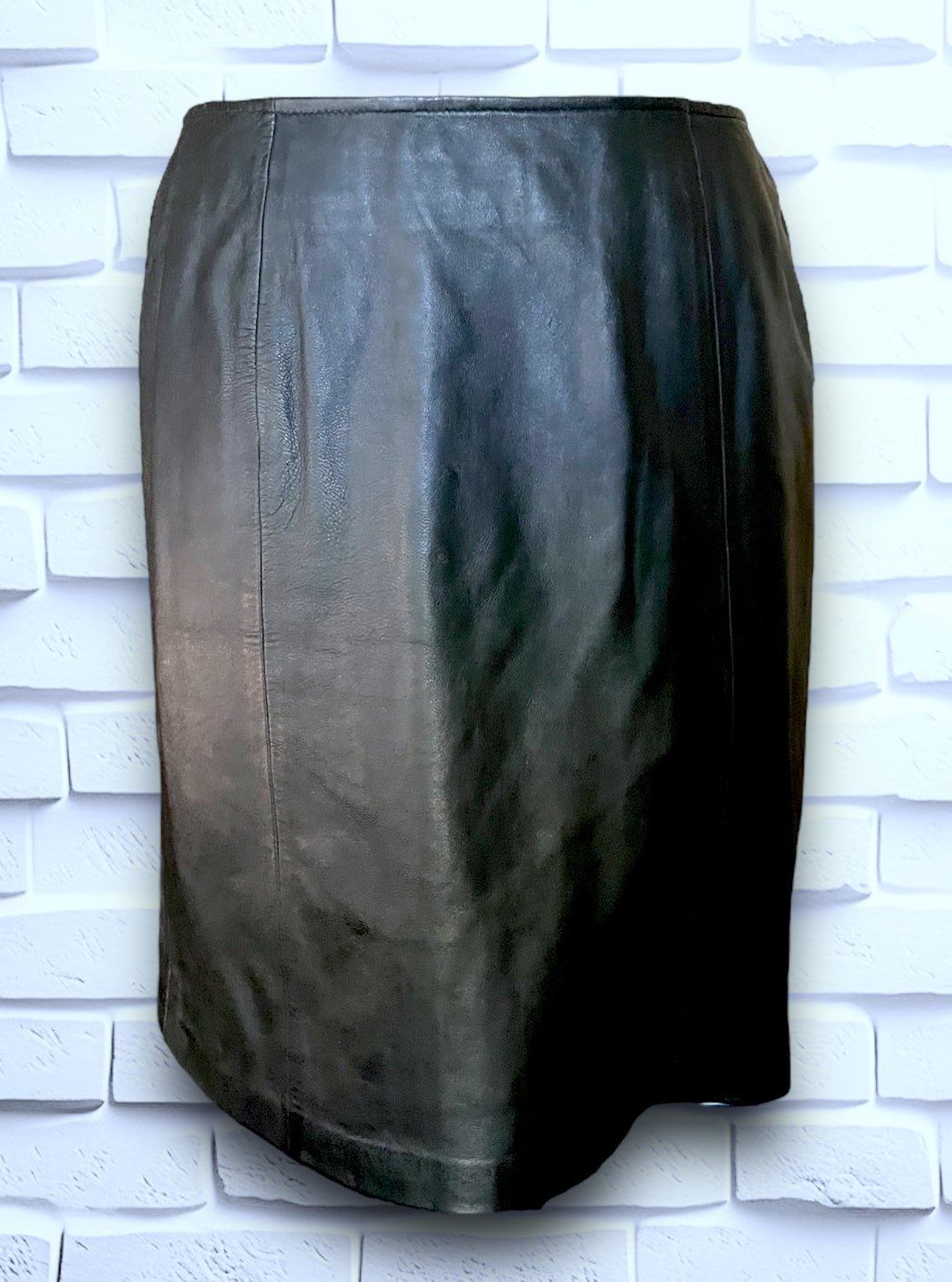 Vintage Black Leather Biker Snap Up Vest & Skirt Set