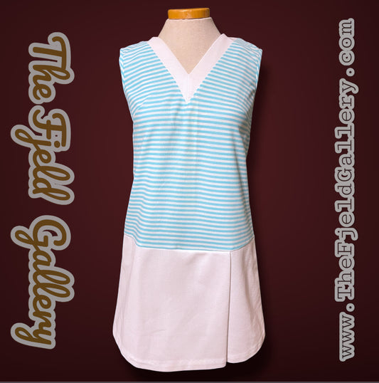 1960’s Baby Blue & White Striped Sears Romper Kulat Jumpsuit