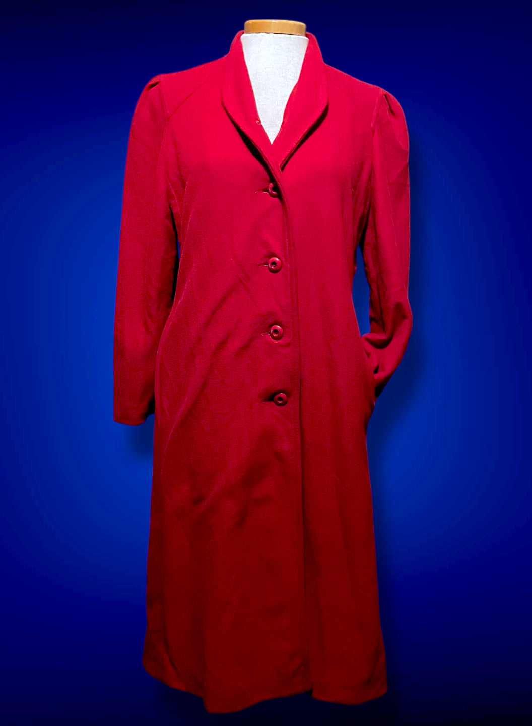1960’s Red Faux Cashmere Long Wellington Overcoat