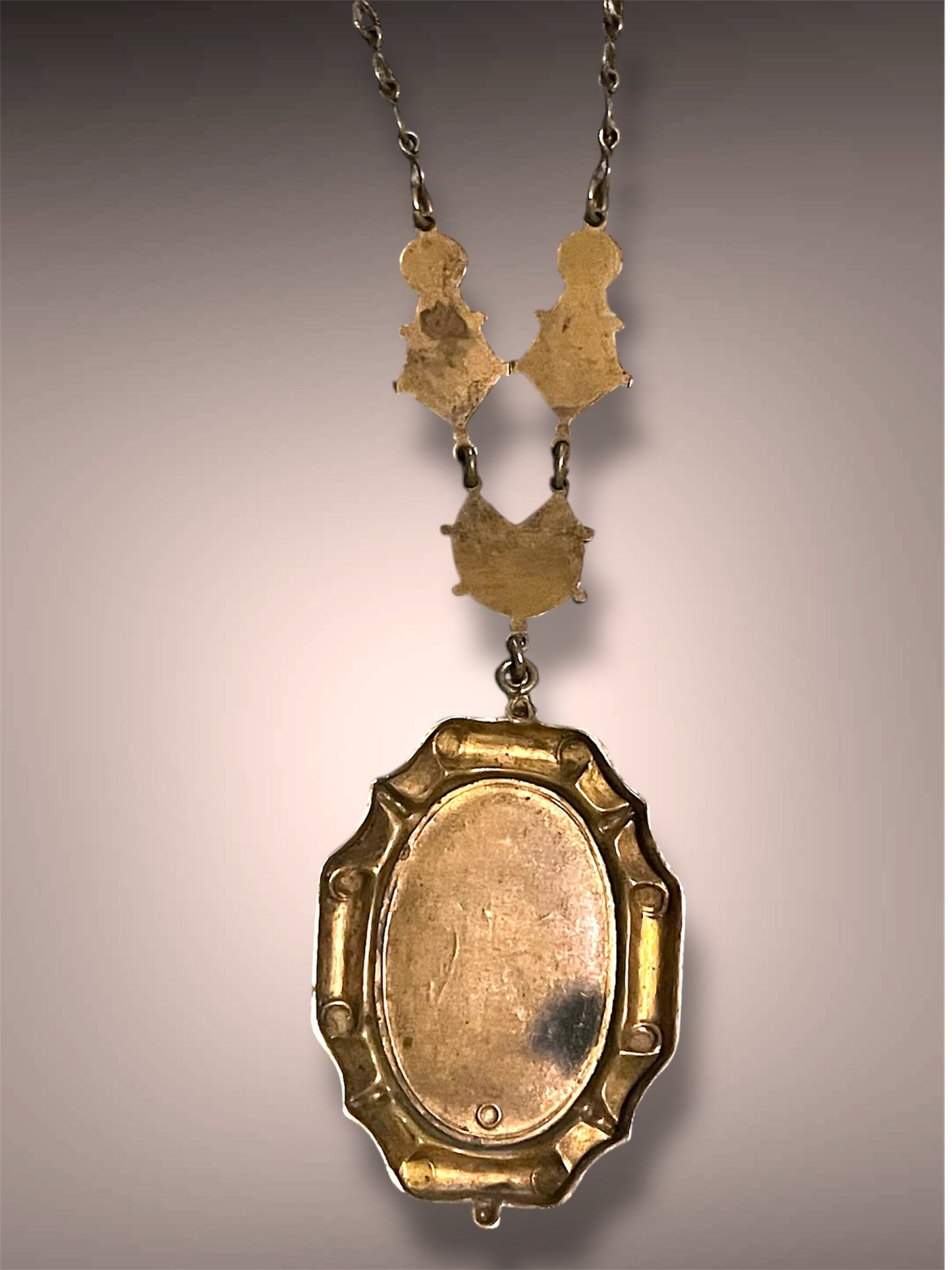 Victorian Opalite Floral Design See Through Gilt Brass Necklace