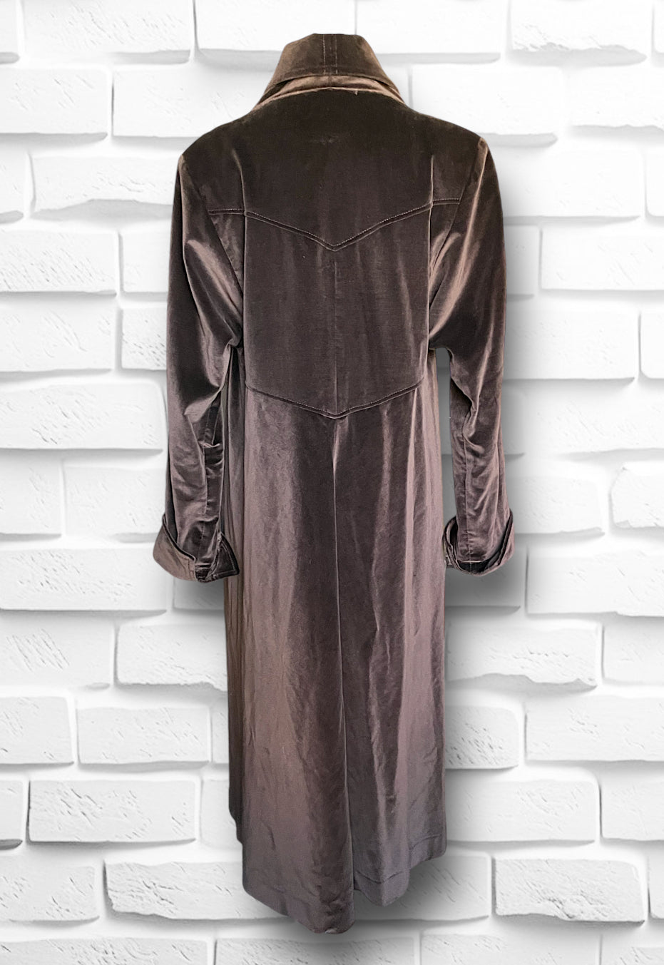 Vintage 1960’s Brown Velvet Robe Style Babydoll Long Overcoat