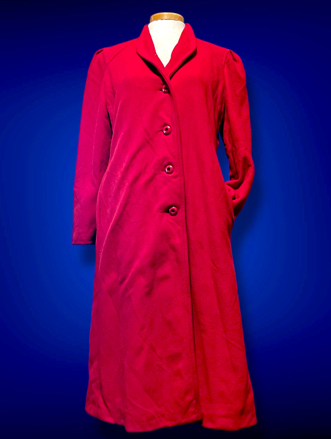 1960’s Red Faux Cashmere Long Wellington Overcoat
