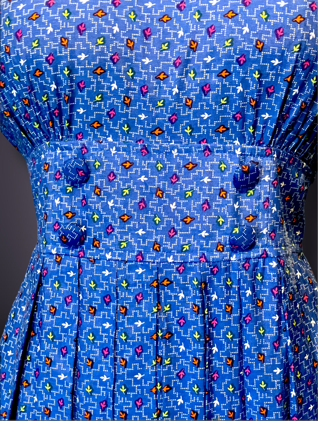 Vintage 1960’s Blue, Pink, Orange, Yellow & White Arrow Pattern Shift Dress