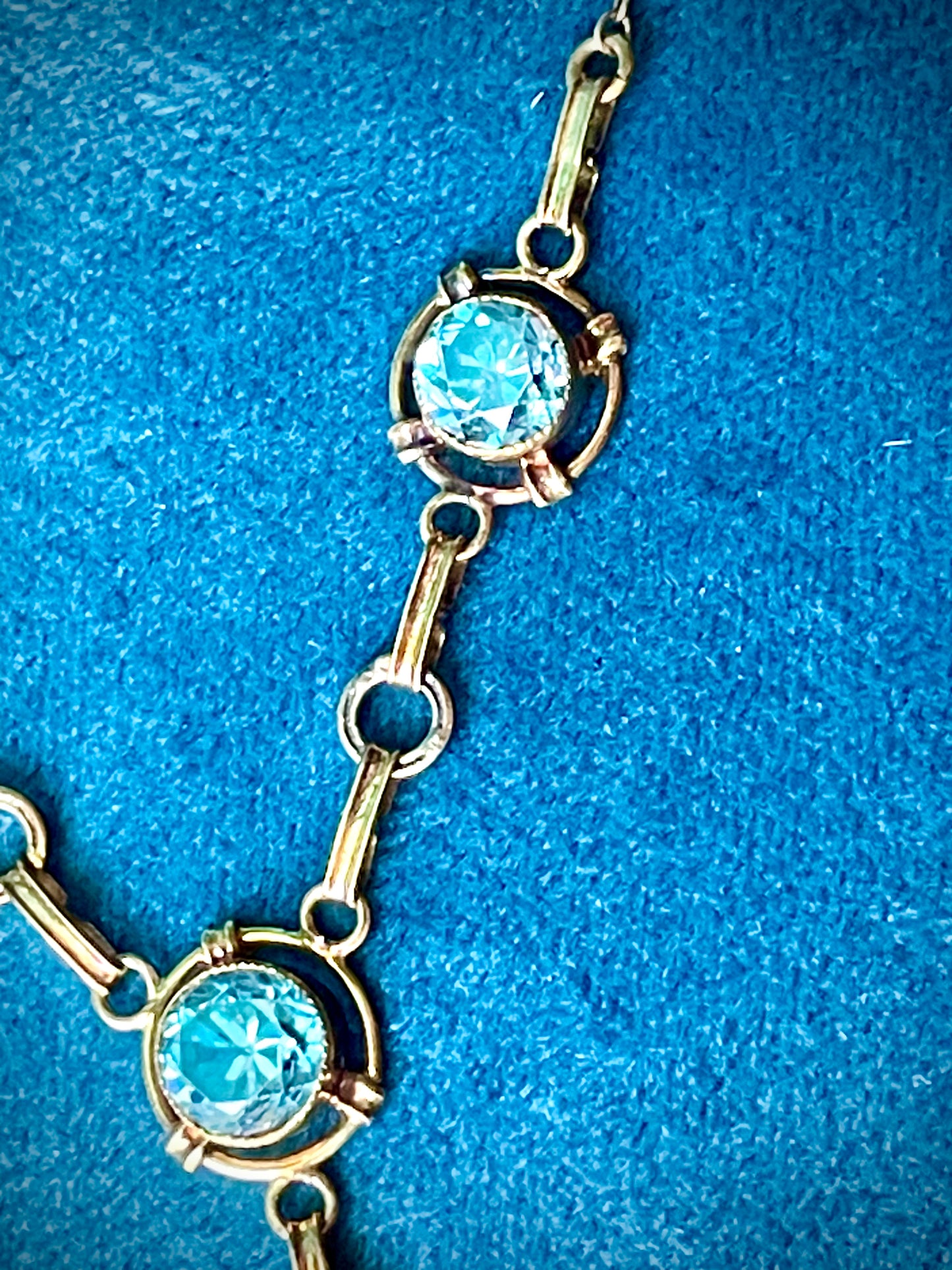 12K GF Vermielle Vintage Aquamarine Crystal Y Drop Necklace