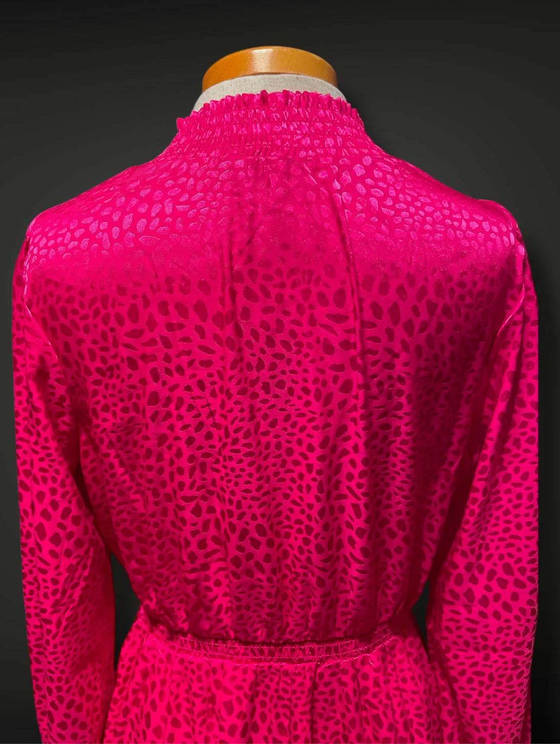 Vintage 1980’s Pink Magenta Shiny Leopard Print Elastic Waist Dress