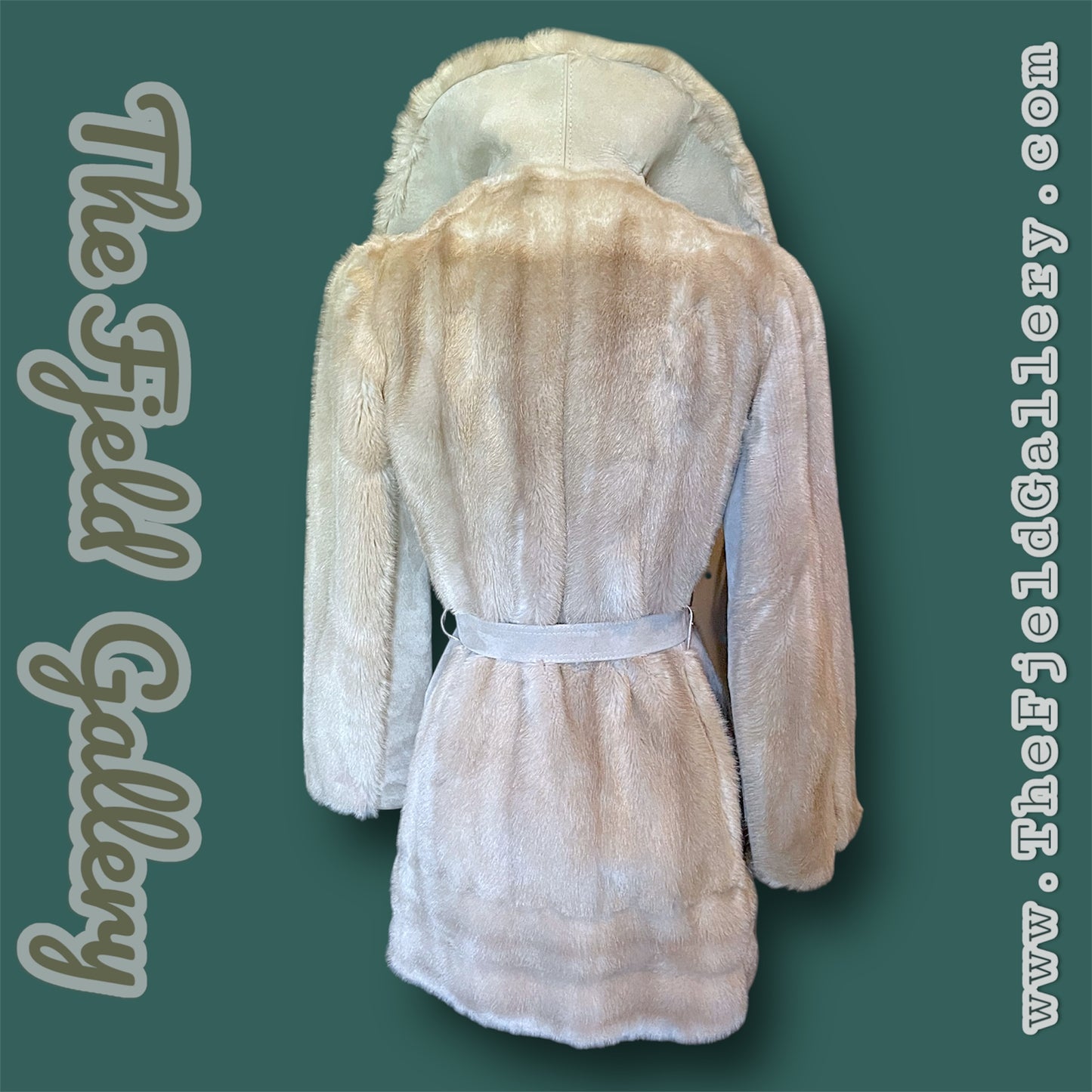 1960’s Tan Beige Suede Leather & Faux Fur Overcoat London Leather by Lilli Ann