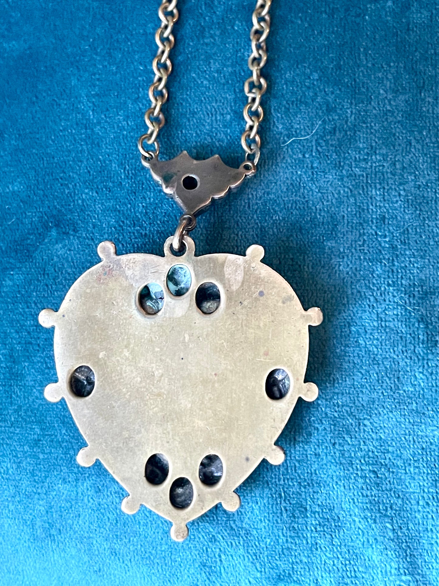 Art Nouveau Brass Filigree Heart Shaped Locket Necklace