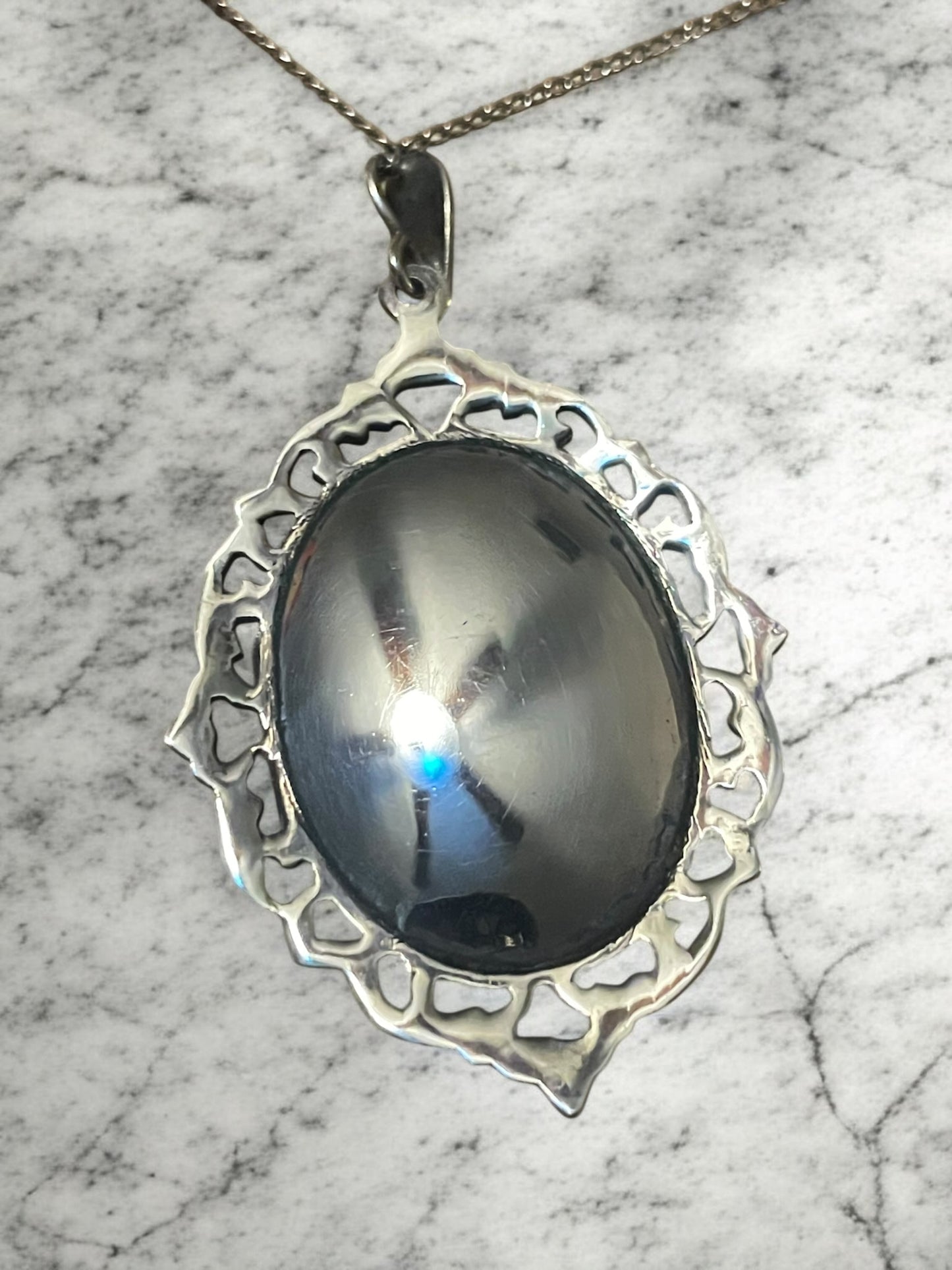 Sterling Silver 1940’s Siam Nielloware Mekkelah Lightning Goddess Photo Locket Necklace