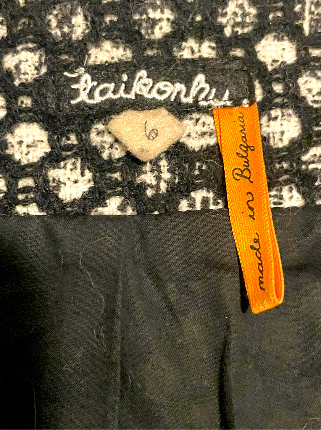 Vintage Mod Wool Black & White Polkadot A Line Jacket with Hood, & Pockets