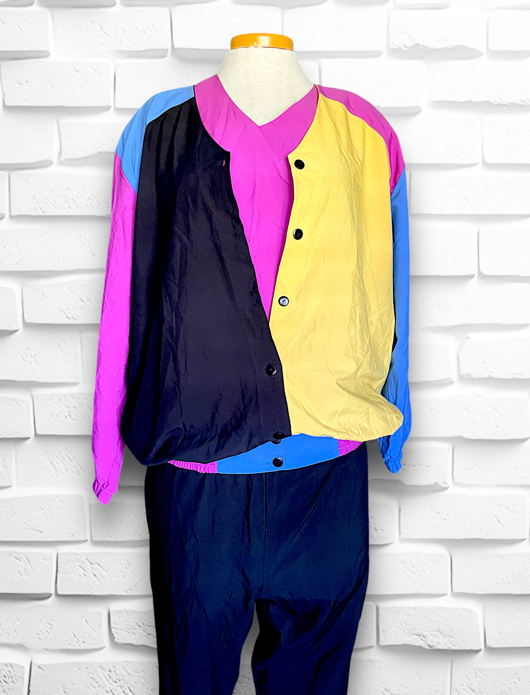 1980’s Color Block Magenta, Yellow, Blue & Black 3 Piece Outfit Set