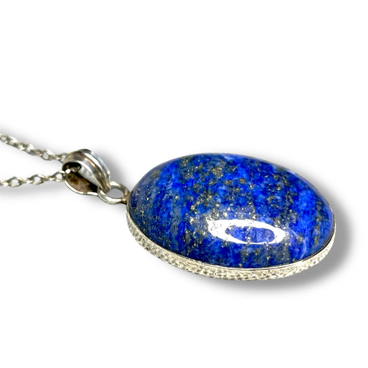 Sterling Silver Lapis Lazuli Gemstone Necklace Pendant