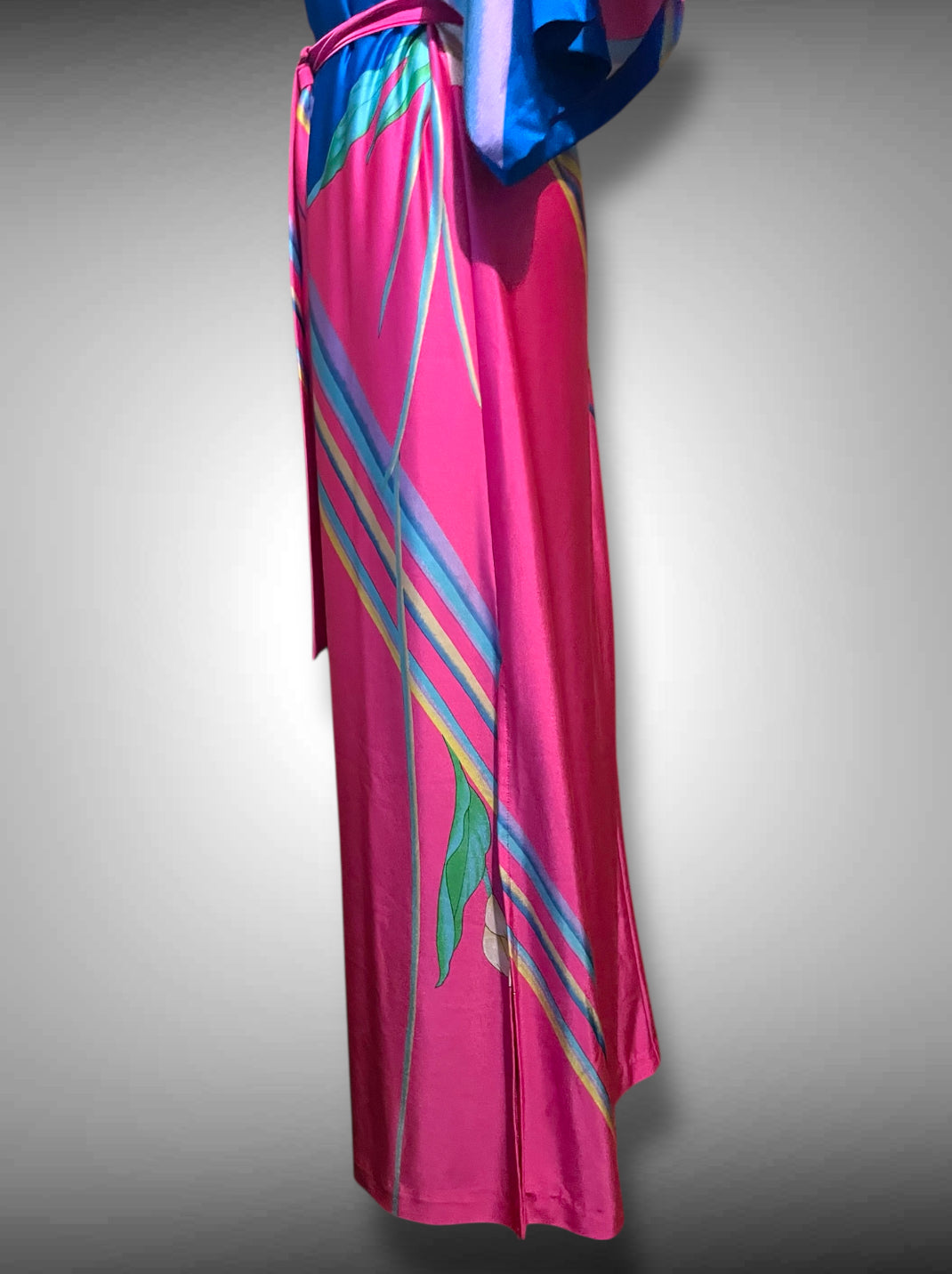 1960’s Belted Kaftan House Dress Tropical Retro Maxi Dress