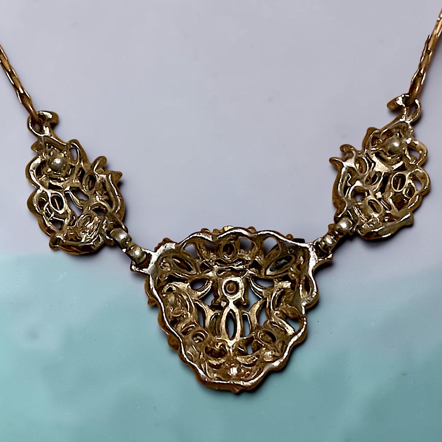 Art Nouveau Fruit Salad Czech Multicolor Crystal Rhinestone Choker Necklace