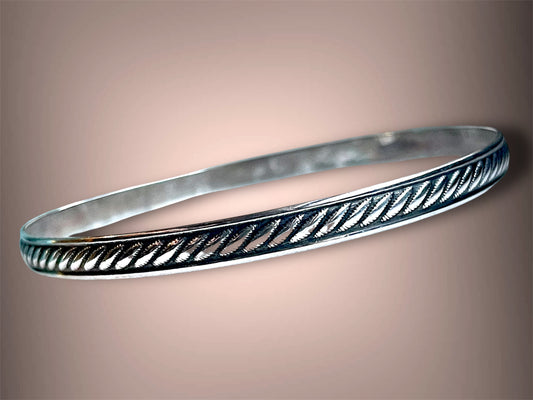 Vintage 1940’s Twisted Sterling Silver Bangle Bracelet $ Hallmarked