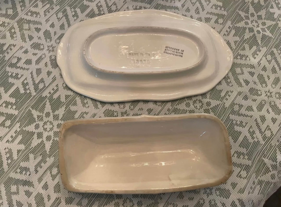 Vintage Bresolin Asparagus Butter Dish Made in Italy & numbered