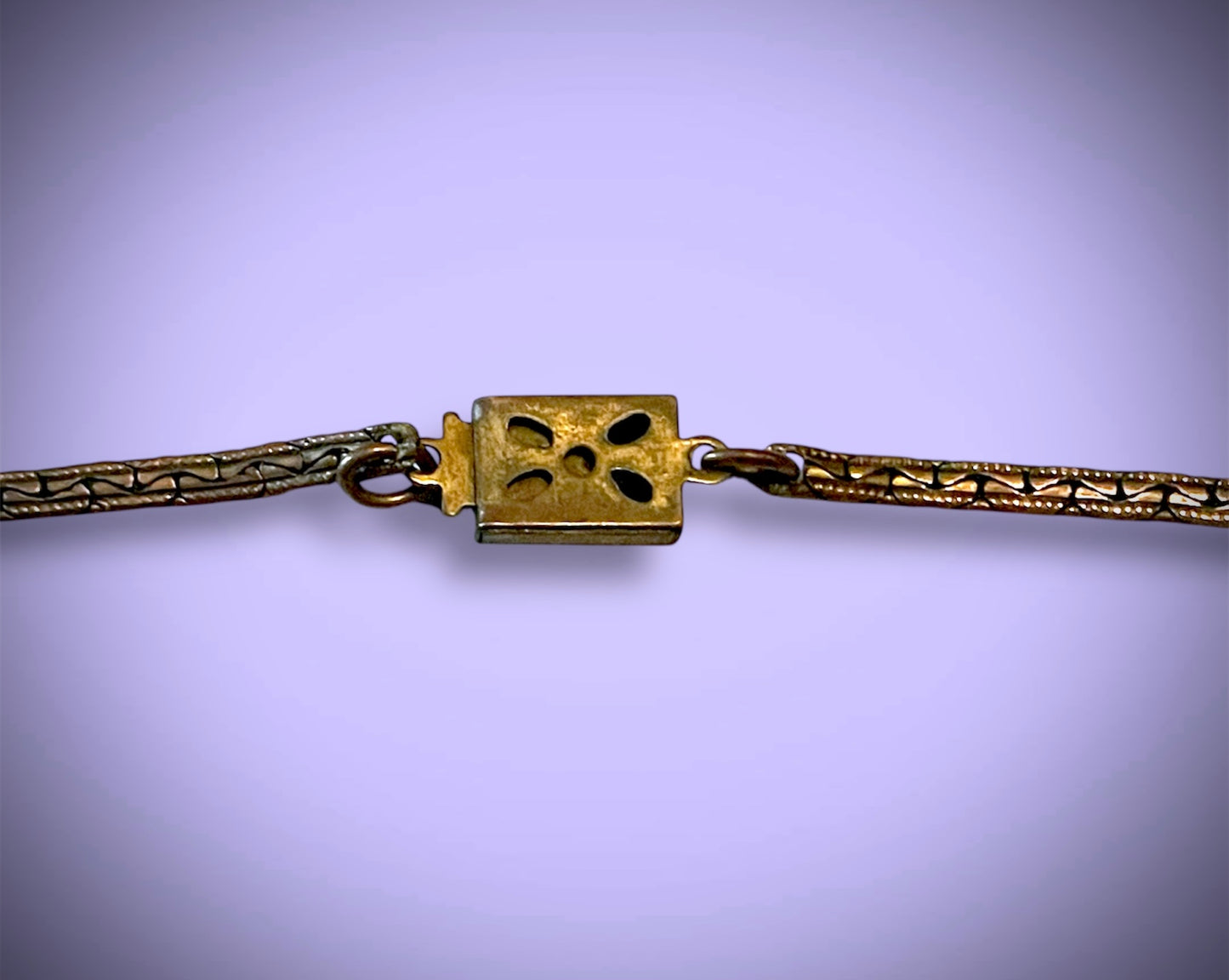 Art Nouveau Brass Green Jade Peking Art Glass Pink Crystal & Pearl Pendant Necklace