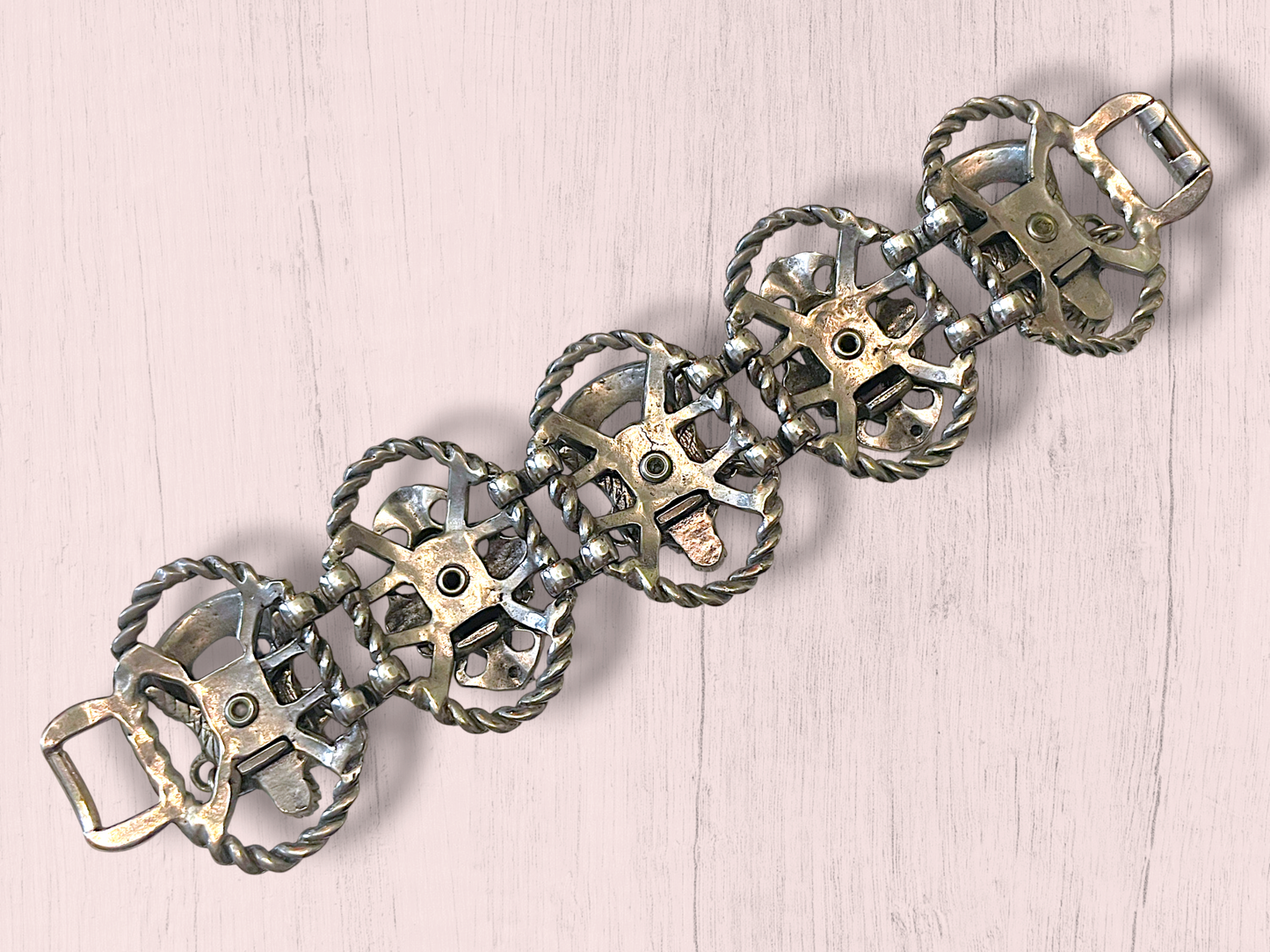 Vintage Selro & Selini African Headdress Face Panel Link Bracelet