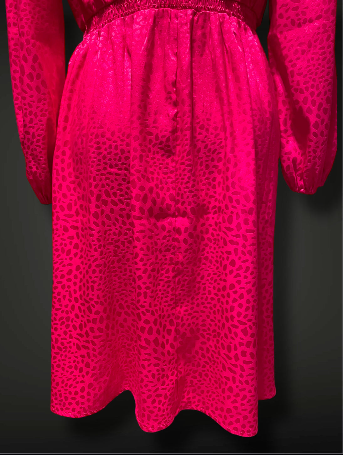 Vintage 1980’s Pink Magenta Shiny Leopard Print Elastic Waist Dress