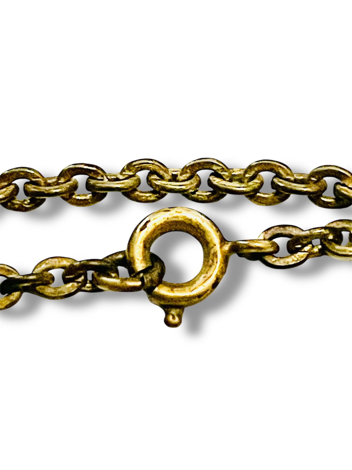 Art Nouveau Gilded Brass & Hollow Red Glass Bubble Acorn Necklace