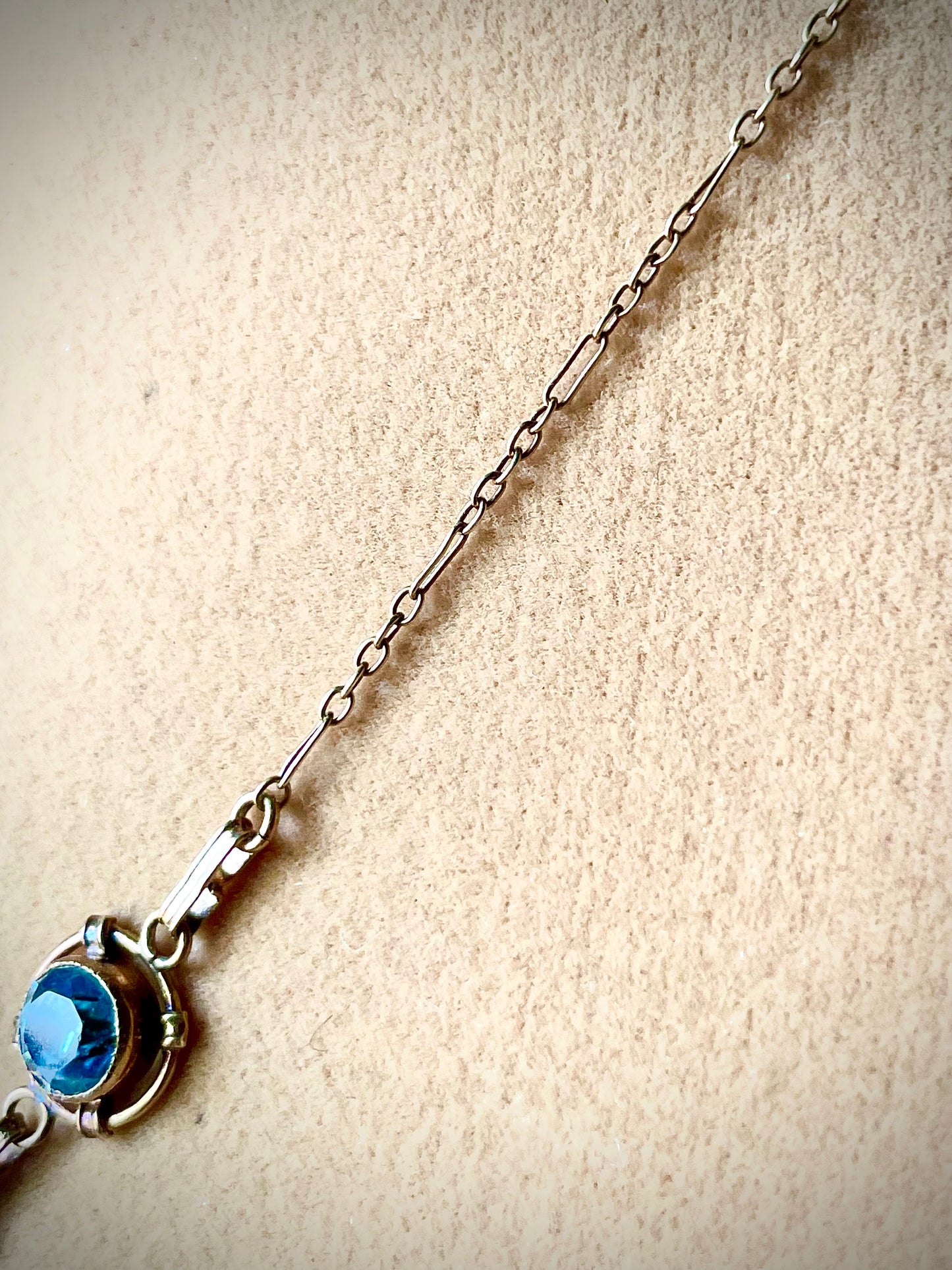12K GF Vermielle Vintage Aquamarine Crystal Y Drop Necklace