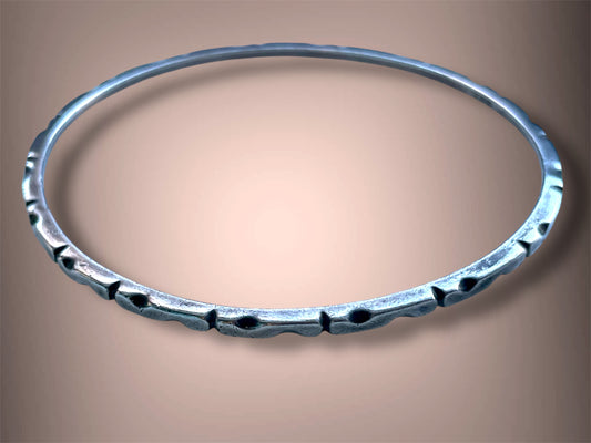 1940’s Sterling Silver Abstract Geometric Bangle Bracelet