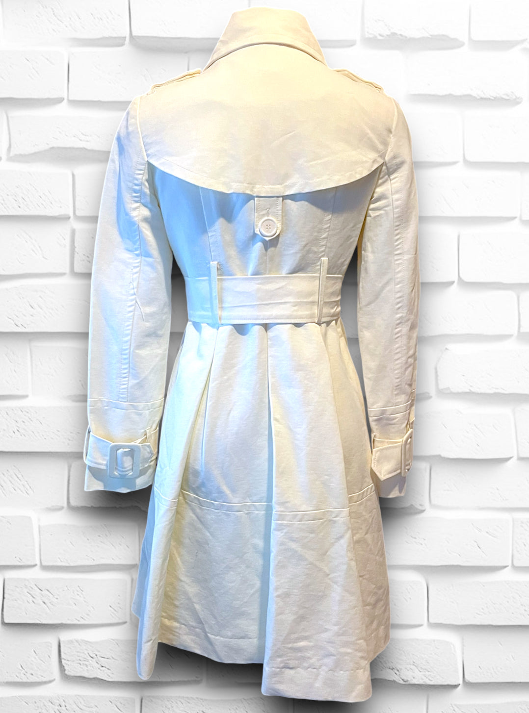 Vintage 1990’s XOXO Cream Dress Cut Belted Trench Coat