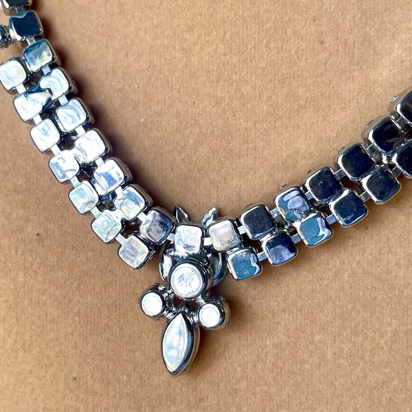Weiss Designer Crystal Rhinestone Choker Necklace & Kramer Earrings Set