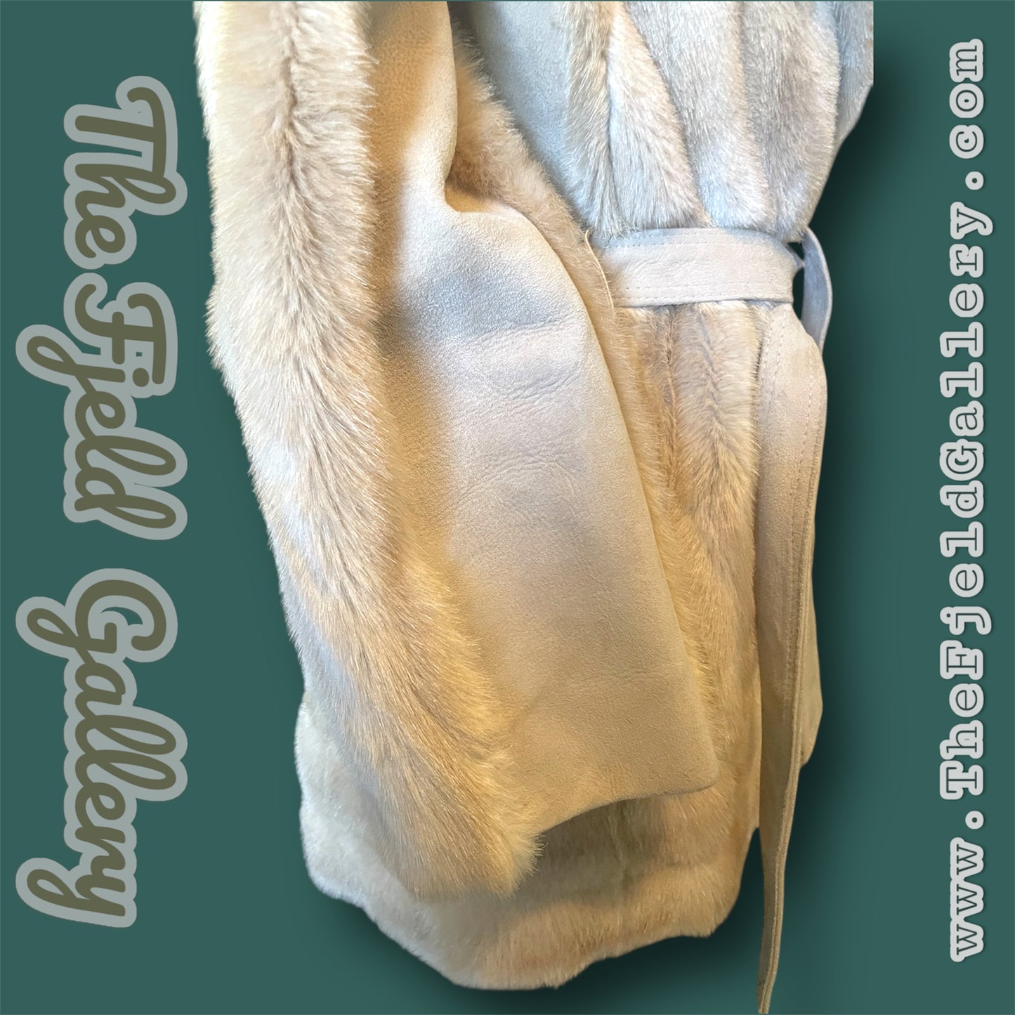 1960’s Tan Beige Suede Leather & Faux Fur Overcoat London Leather by Lilli Ann