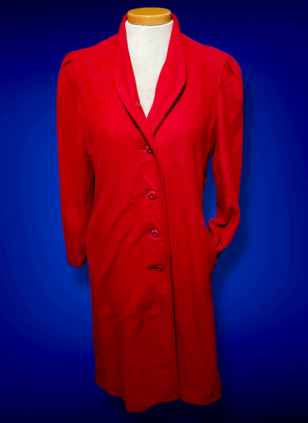 1960’s Red Faux Cashmere Long Wellington Overcoat