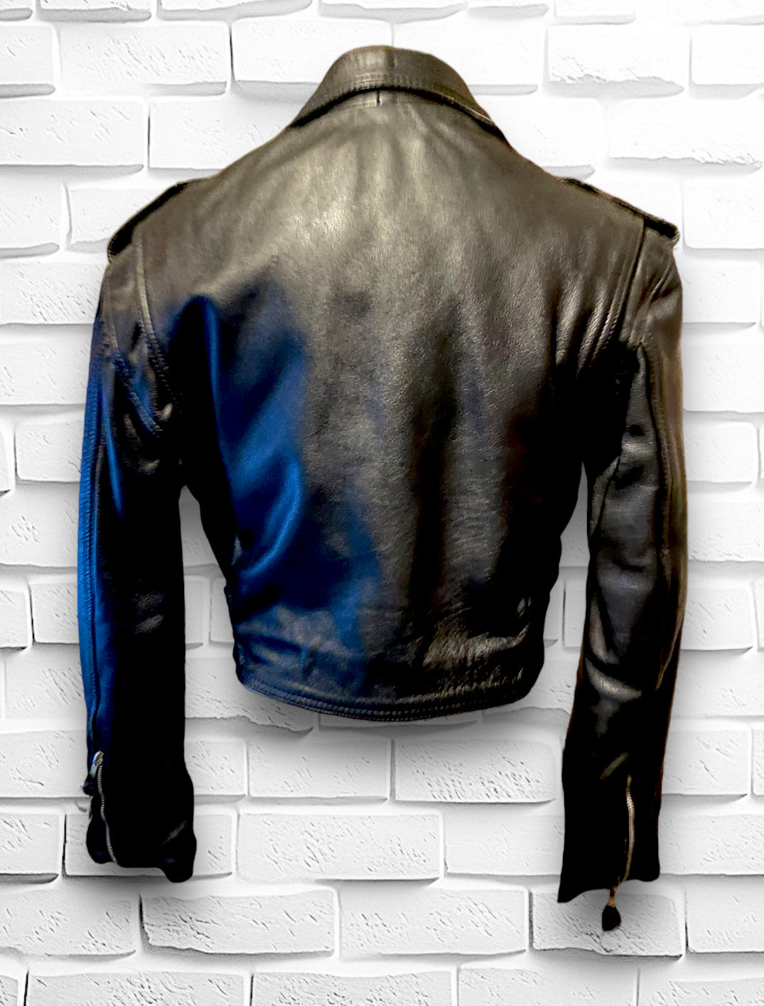 Vintage Black Leather Motorcycle Jacket Heavy Lined