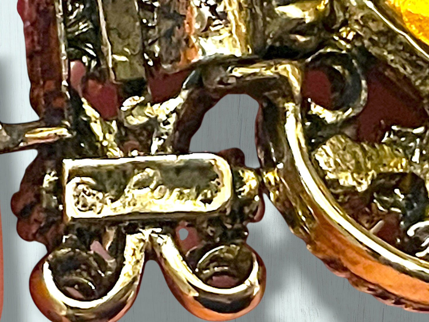 Incredible Vintage Chunky Faceted Amber & Topaz Crystal Designer Bracelet