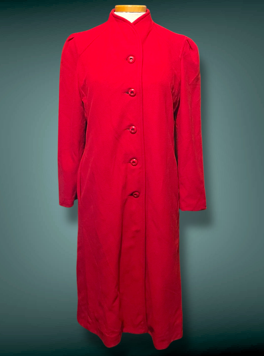 1960’s Red Faux Cashmere Long Wellington Overcoat
