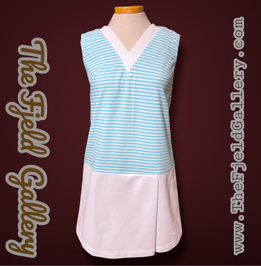1960’s Baby Blue & White Striped Sears Romper Kulat Jumpsuit
