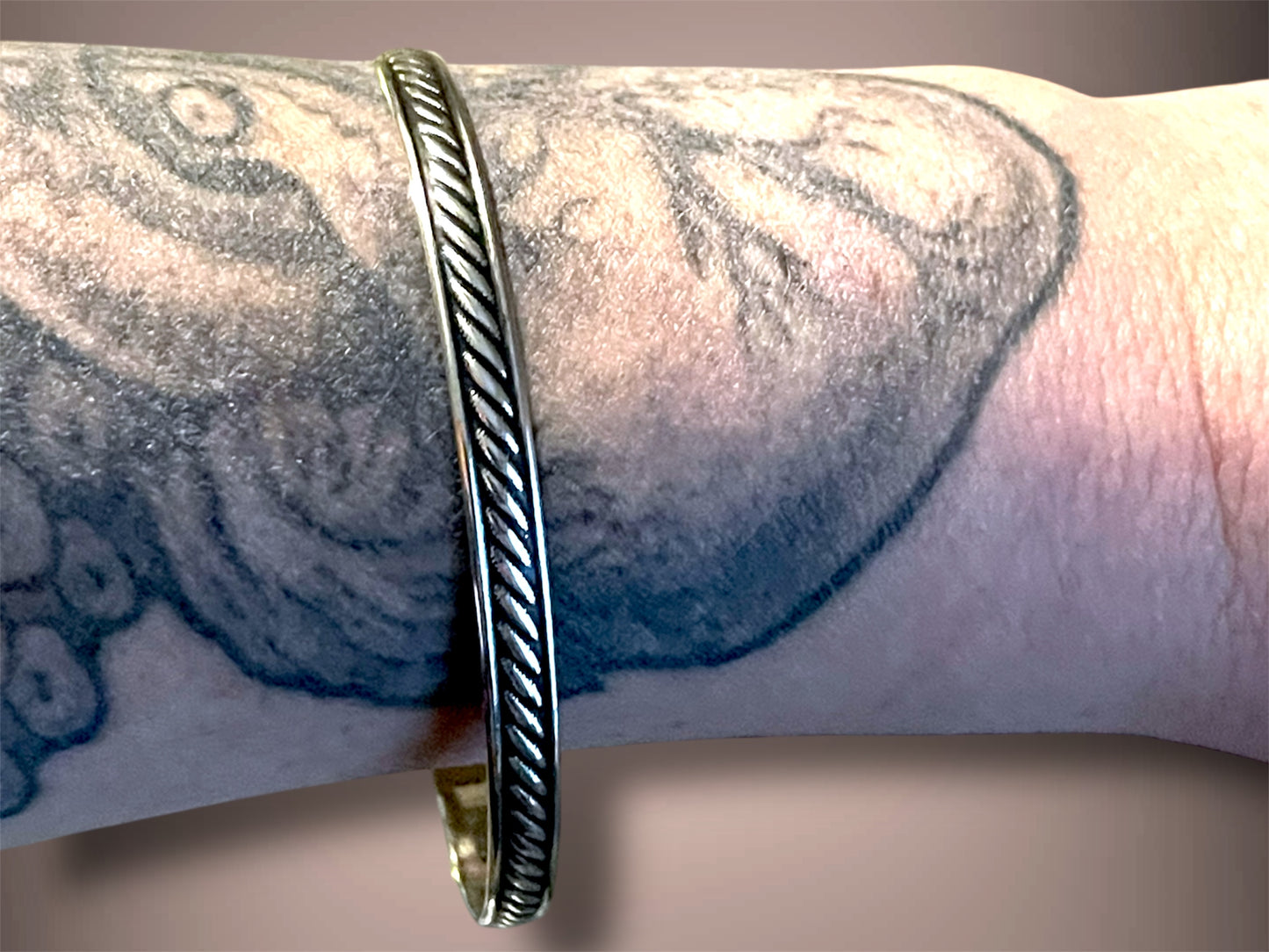 Vintage 1940’s Twisted Sterling Silver Bangle Bracelet $ Hallmarked