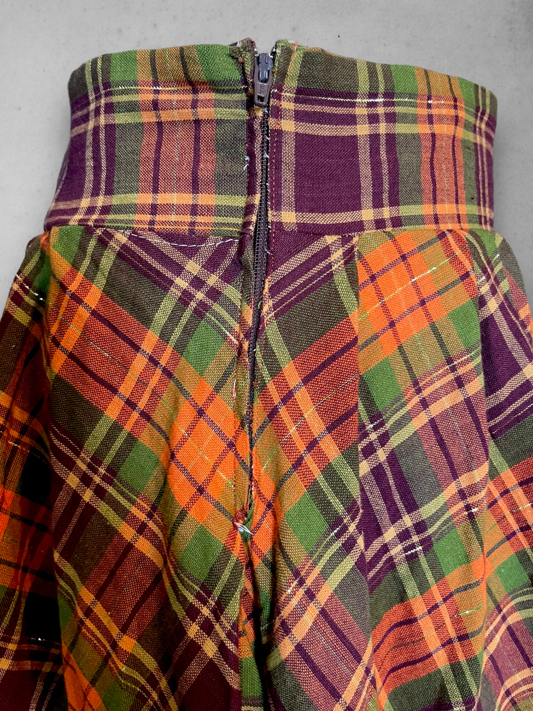 Vintage Orange, Purple, Green & Gold Tent Dress / Skirt with Pockets